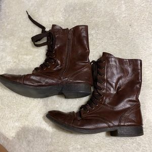 Brown combat boots